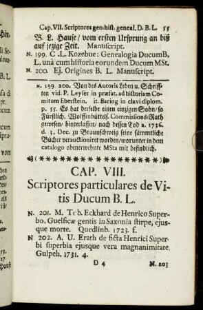 Cap. VIII. Scriptores particulares de Vitis Ducum B. L.