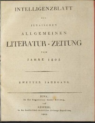 2.1805: Jenaische allgemeine Literatur-Zeitung. Intelligenzblatt ... Numero 1 - 36