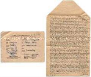 Brief von Harald von Koenigswald aus dem Kriegsgefangenenlager in Metz-Obreck u.a. über seine Tagebücher - Familienkonvolut