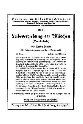 Leibeserziehung der Mädchen : Beilage