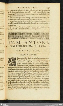 In M. Antonium Philippica Tertia. Oratio XLVI.