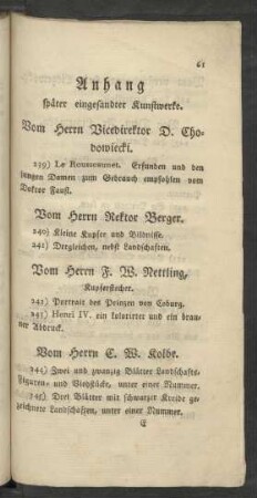Anhang später eingesandter Kunstwerke.