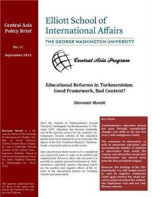 Educational reforms in Turkmenistan : good framework, bad content?