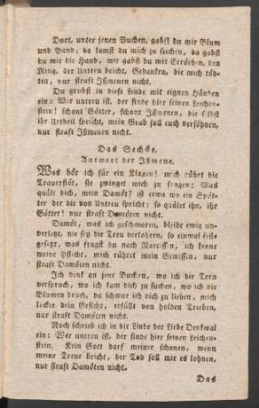 Das Sechste. Antwort der Jßmene.