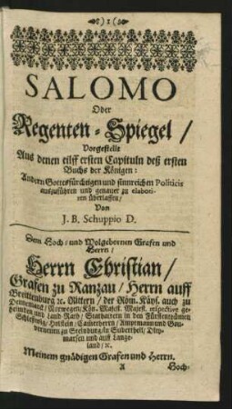 Salomo Oder Regenten-Spiegel ...