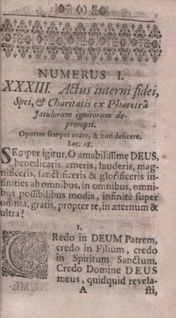 Numerus I. XXXIII. Actus interni fidei, Spei et Charitatis ...