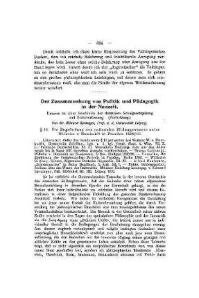 Der Zusammenhang von Politik und Pädagogik in der Neuzeit : Umrisse zu einer Geschichte der deutschen Schulgesetzgebung und Schulverfassung ; (Fortsetzung)