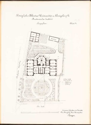 Anatomisches Institut der Albertus-Universität Königsberg: Lageplan