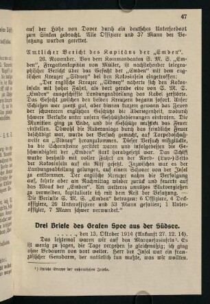 47-65, Drei Briefe des Grafen Spee aus der Südsee - Januar 1915