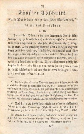 Fünfter Abschnitt. Kurze Darstellung des gerichtlichen Verfahrens .