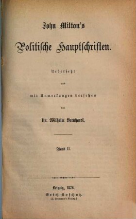 John Milton's politische Hauptschriften, 2