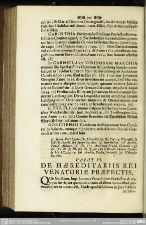 Caput VI. De Haereditariis Rei Venatoriae Praefectis