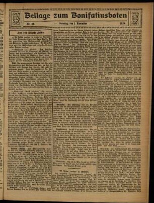 Zweite Ausgabe vom Sonntag, den 01. November 1925.
