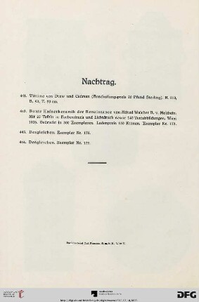 Nachtrag (Nr. 441-444)