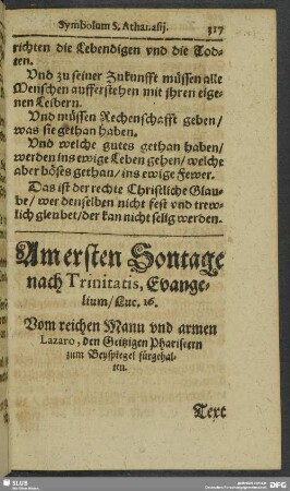 Am ersten Sontage nach Trinitatis, Evangelium, Luc. 16