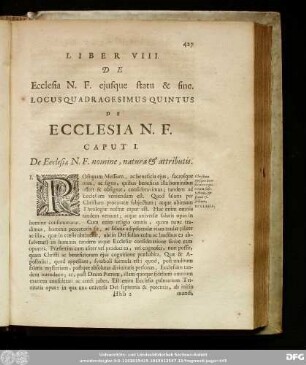Caput I. De Ecclesiae N. F. nomine, natura & attributis.