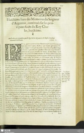 Huictiéme livre Des Memoire du Seigneur d' Argenton, sur les principaux faicts & gestes de Louis onziéme de ce non Roy de France