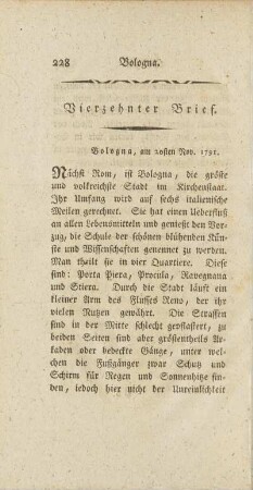 Vierzehnter Brief. Bologna