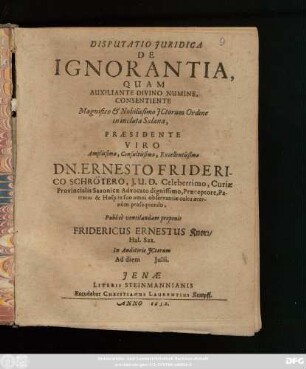 Disputatio Iuridica De Ignorantia