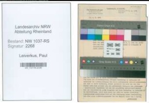 Entnazifizierung Paul Leiverkus , geb. 09.04.1893 (Lehrer)
