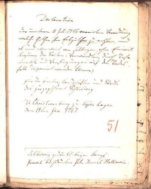 Declaration der unterm 15 Jul. 1746 [...] Verordnung [...] : dd Christiansburg zu Copenhagen den 19ten Jan 1767.