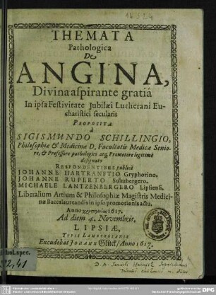 Themata pathologica de angina
