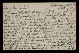 Nr. 13 Postkarte von Max Lehmann an Edward Schröder. Göttingen, 15.9.1896