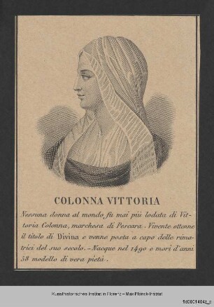 Folge von Bildnissen, Frauenbildnisse : Bildnis der Vittoria Colonna, auch La Divina genannt