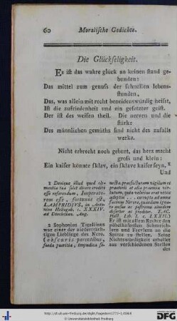 Die Glückseligkeit. 1743.
