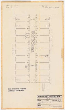 Reichsluftfahrtministerium, Berlin: Teilgrundriss V4 (4. OG) 1:100