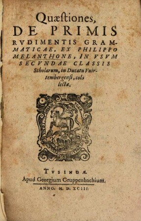 Quaestiones de primis rudimentis grammaticae