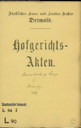 Lemgo, Marienkloster zu gegen Henrich Brüning zu Entrup - Schuldforderung
