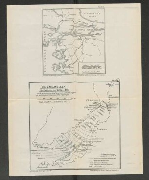 Karte 2: Der türkische Kriegsschauplatz. und Karte 4: Die Dardanellen. Die Schlacht am 18. März 1915.