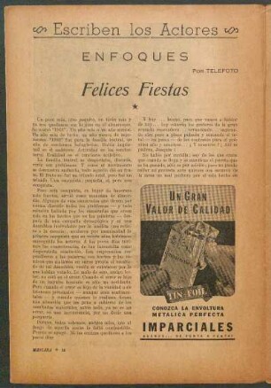 Escriben los Actores : Enfoques por Telefoto - Felices Fiestas