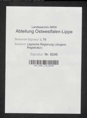 Zugehörigkeit des Verwaltungsamts Lipperode-Cappel in Ersatzangelegenheiten