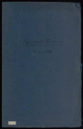 Hyperelliptische Functionen [Vorlesungsmanuskript], Göttingen, 26.4.1887 - 3.8.1887