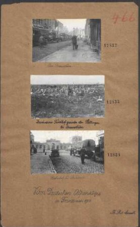 Zerschossener Friedhof zwischen den Stellungen bei Armentieres