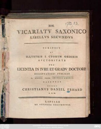 Libellus 2: De Vicariatv Saxonico ...