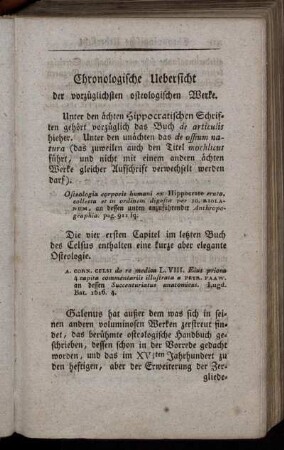 Chronologische Uebersicht der vorzüglichsten osteologischen Werke