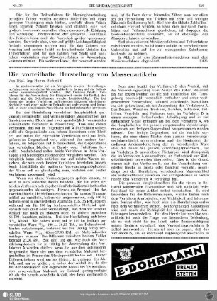 Die vorteilhafte Herstellung von Massenartikeln