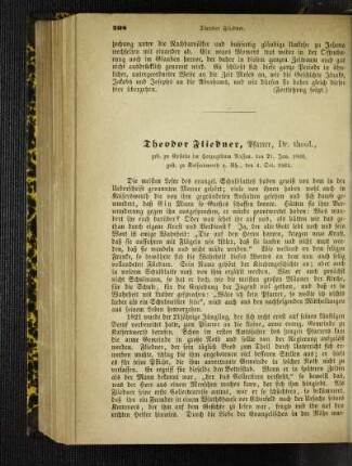 Theodor Fliedner, Pfarrer, Dr. theol. : geb. zu Epstein im Herzogthum Nassau, den 21. Jan. 1800, gest. zu Kaiserswerth a. Rh., den 4. Oct. 1864