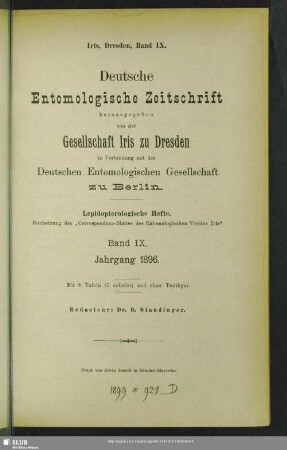 9.1896: Deutsche entomologische Zeitschrift : lepidopterologische Hefte