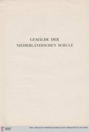 Gemälde der niederländischen Schule (Nr. 1-43)