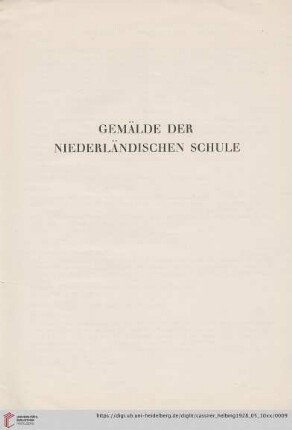 Gemälde der niederländischen Schule (Nr. 1-43)