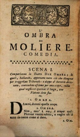 L' Ombra di Molière : Comedia