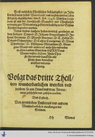 Volgt das dritte Theil von wunderbarlichen wercken und zeichen.