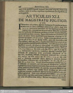 Articulus XLI. De Magistratu Politico