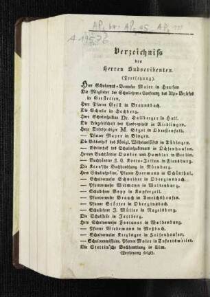 Verzeichnis der Herren Subscribenten : (Fortsetzung)