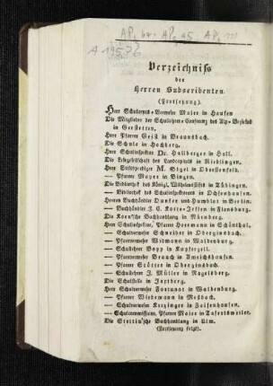 Verzeichnis der Herren Subscribenten : (Fortsetzung)
