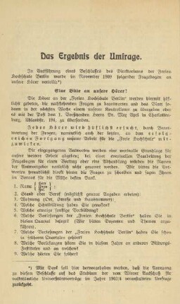 Das Ergebnis der Umfrage